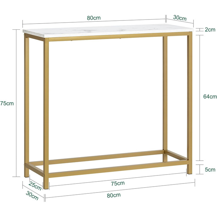 Консольний стіл SoКупити FSB29-SCH 80x75x30см, металевий каркас, передпокій/вітальня, золотистий