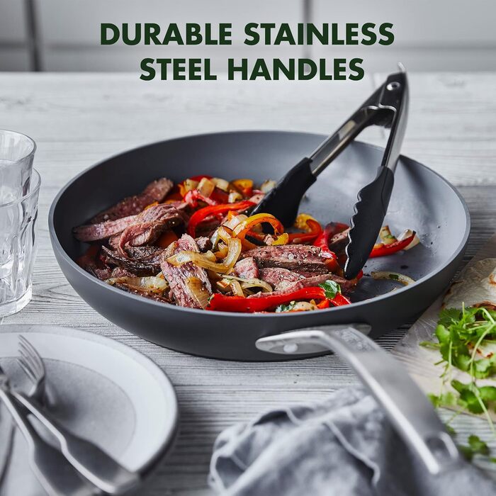 GreenPan Paris Pro сковорода з антипригарним покриттям Hartelox, 25.4 см, без PFAS, для посудомийної машини, сіра