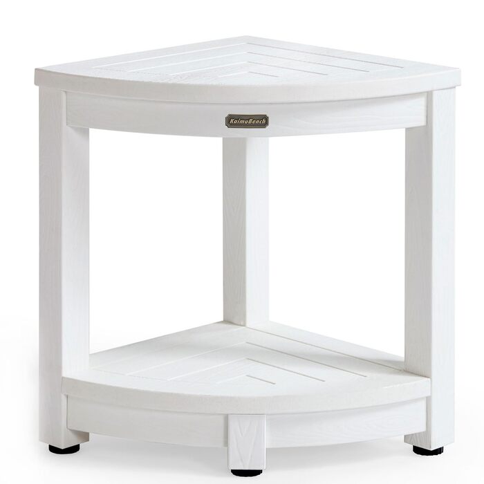 Двомісний стілець для душу Eck-Duschhocker, водонепроникний, з полівудних матеріалів, білий. Зручний стілець для душу та ванної кімнати, стійкий, з регульованими ніжками.