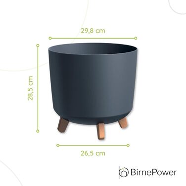 Плантатор BirnePower Gracia Slim 44,5 см – Сучасний горщик для квітів з ніжками, бетонна текстура, стійкий до УФ та погодних умов, елегантний кашпо для балкона, саду, інтер'єру – Антрацит (28,5 см)