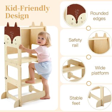 Стілець-лесенка для дітей Labebe Montessori, 3 в 1, з дошками для повідомлень, 92 x 38.5 x 42 см