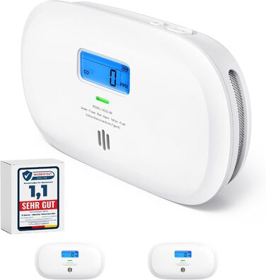 Датчик CO X-Sense XC0C-iR з LCD-дисплеєм, сертифікат TÜV Rheinland, керування через додаток, 1 шт.