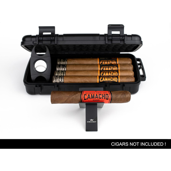 Вишуканий вологостійкий кейс для сигар Kobi & Knight з різаком та підставкою – аксесуар для сигар, подарунковий набір для 12.7 x 20.3 см сигар