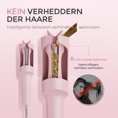 Автоматичний локон-стайлер TYMO CURLPRO 25mm - рожевий, з термозахистом, 3 температурні режими (160-210°C), для великих та маленьких локонів