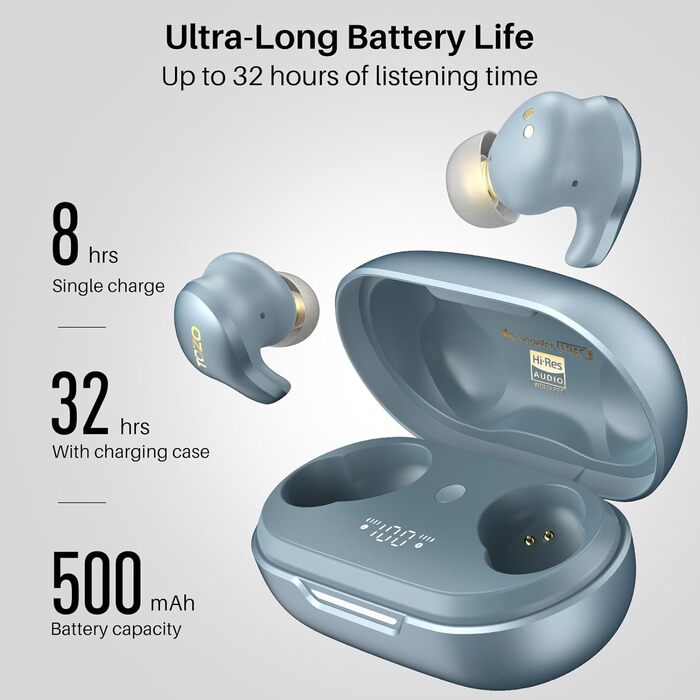 Навушники TOZO X1, бездротовий, гібридний драйвер, LDAC, ANC, ENC, керування додатками - синій