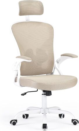 Ергономічне крісло Farini з підлокітниками для офісу та дому, з роликами та підголівником, кольору хакі