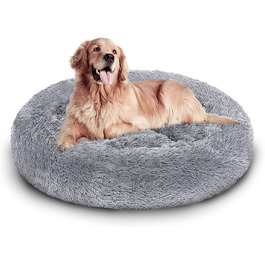 Лежак для собак Daromigo, плюшевий, миється, не ковзає, котяче гніздо, світло-сірий 80 см