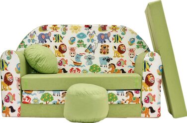 Дитяче розкладне ліжко-диван 3в1 All4All Kindersofa - ліжко, диван, ігровий центр для дітей. Зручна дитяча м'яка дитяча кушетка з функцією сну, різні кольори та малюнки (сірий, рожевий, зелений, тваринні мотиви).