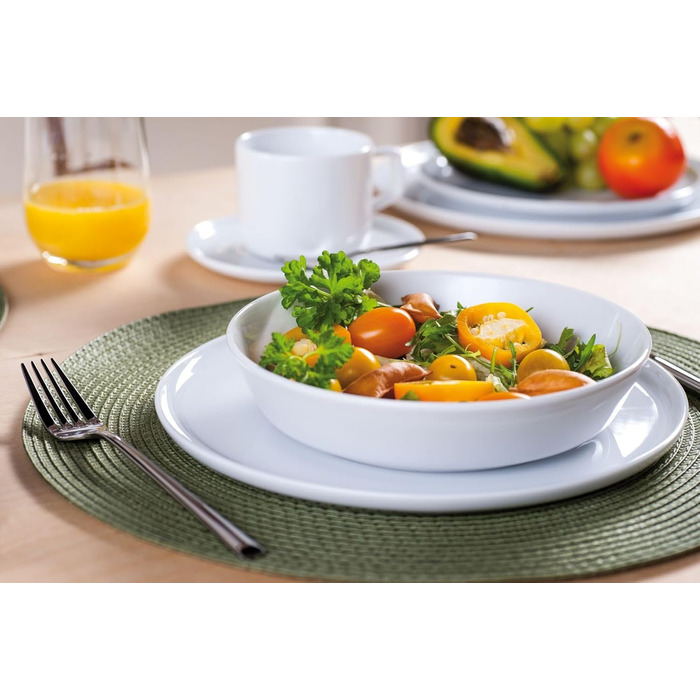 CreaTable Серія Chef Collection: 18-частинний набір посуду для 6 осіб, кавовий сервіз з порцеляни, придатний для миття в посудомийній машині та використання в мікрохвильовій печі, Made in Europe (12-частинний сервіз, білий)