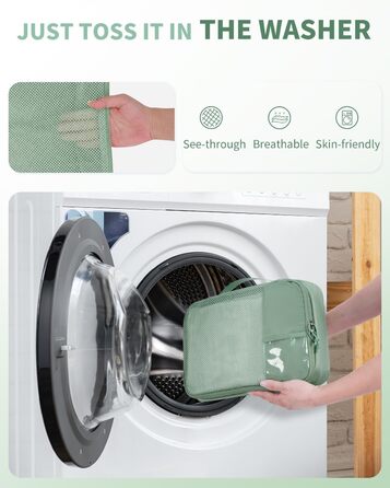 Набір органайзерів для валізи ECOHUB, 6 легких пакувальних кубів для подорожей з ID-біркою, дихаючі сумки-органайзери з переробленого матеріалу (Зелений)