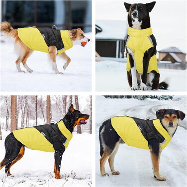 Куртка для собак зимова, дощова та вітрозахисна, для малих та великих собак, з м'якою підкладкою (жовта-3XL)