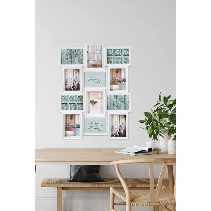 Рамки для фотографій Wackadoo Living, рамки для галереї колажів, для 12 зображень, великий формат фотографій 13x18 см (білий)