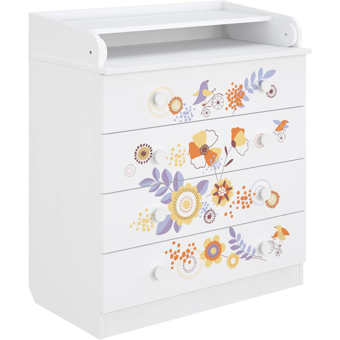 Комод-пеленальник Shefa Kids 800 білий - якісний комод з пеленальним столиком для дитячої кімнати