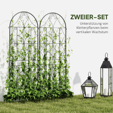 Набір з 2-х металевих опор для ліан, нержавіюча сталь, 50x150 см, чорний