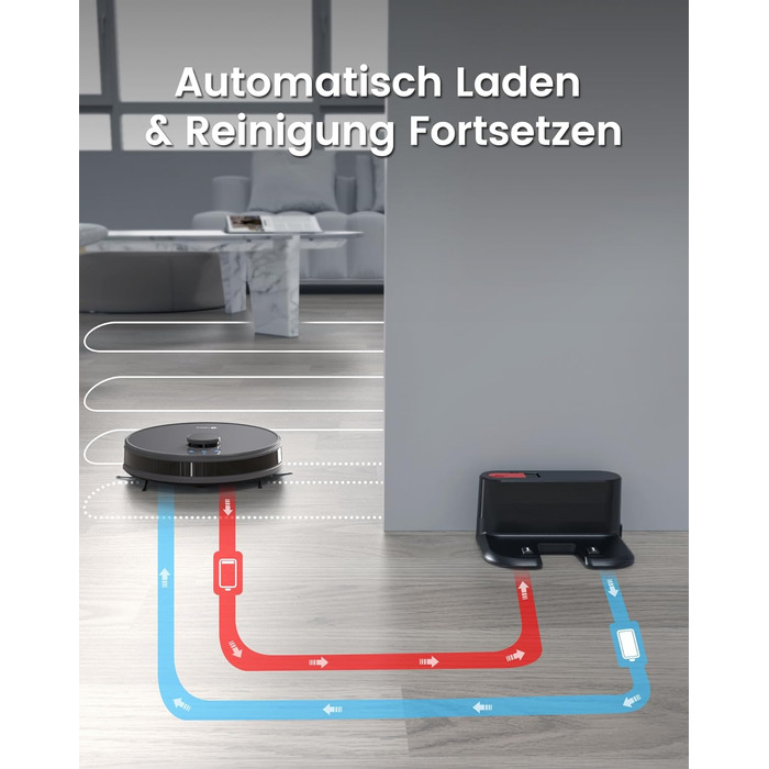 Робот-пилосос LEFANT M1 з функцією миття, 5500Pa, 200хв роботи, мапінг, зони заборони, для шерсті тварин, килимів та твердих підлог