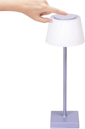 LED лампа Aigostar на акумуляторі, торшери бездротові, торшер з сенсорним керуванням, регулювання яскравості, 3 колірні температури, нічник IP54 вологостійкий для дому та саду, спальня, вітальня, ресторан, сад - (фіолетовий)