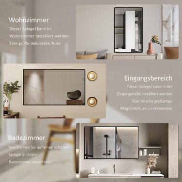 Дзеркало настінне/підлогове Spiegel 40x160 см з рамою, повноекранне, для спальні, вітальні, ванної кімнати, прямокутне, алюмінієва рама (чорний)