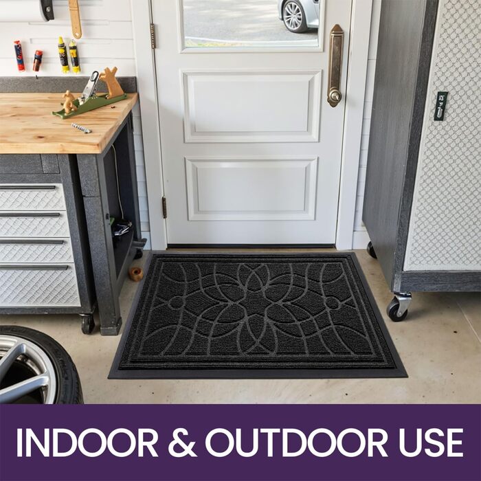 Килимок для дому та вулиці DEXI, 60x90 см, чорний, неслизький, миючий, для входу, балкону, тераси
