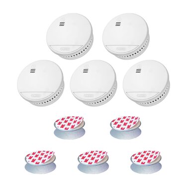 Датчик диму ABUS RWM90 (5 шт.) з магнітним кріпленням, батарея на 5 років, сертифікат DIN EN14604, для житлових приміщень, білий