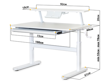 Дитячий стіл Evo-Kids TH-210 з полицею S50 XL White (арт.TH-210 W + BD-S50 XL)