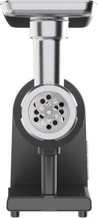 Електрична м'ясоподрібнювач TurboTronic Samurai 2600W з набором аксесуарів: для ковбас, печива, кеббе та подрібнення овочів. Корпус з нержавіючої сталі, металеве редукторне зчеплення.