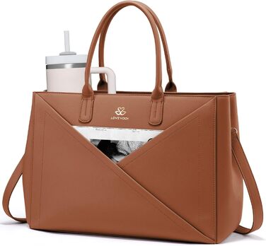 Сумка для ноутбука LOVEVOOK 15.6 дюймів, жіноча, велика, з натуральної шкіри, на плече, для роботи, навчання, офісу, універсальна, торбинка-шопер