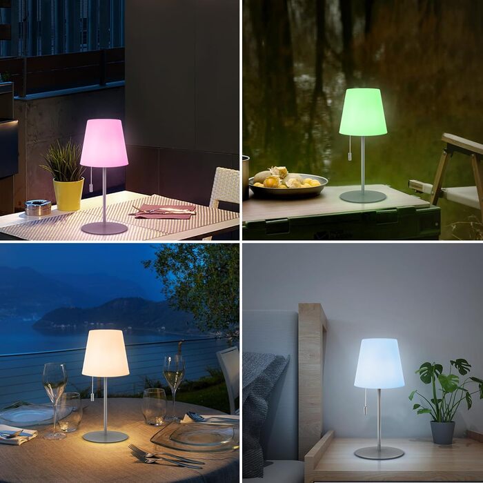 Світлодіодна настільна лампа Outdoor Dimmable RGB Color Change Бездротова USB-акумуляторна батарея IP44 (срібло)