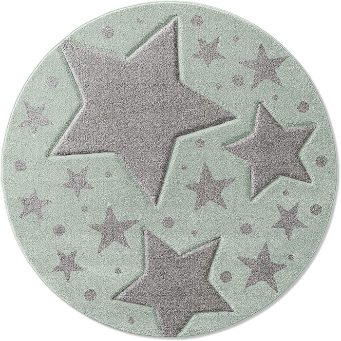 Килим з таракарпета для дитячої та підліткової кімнат Країна мрій килим для дитячої кімнати Зоряний Сіро-блакитний 120x170 см (круглий 120x120 см, ніжно-м'ятно-сірий)
