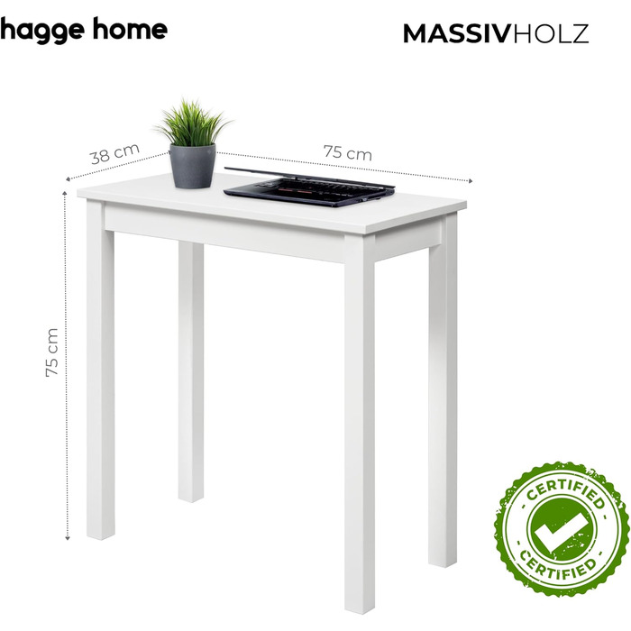 Стол журнальний/письмовий Hagge Home скандинавський, білий, 75x38x75 см