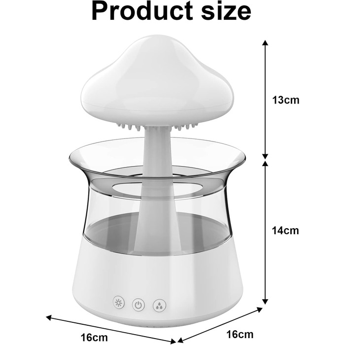 Зволожувач дощових хмар для спальні та великих кімнат, дифузор грибної олії зі світлодіодним підсвічуванням у 7 кольорах можна використовувати як нічник, зволожувач дощових крапель (з дистанційним керуванням)