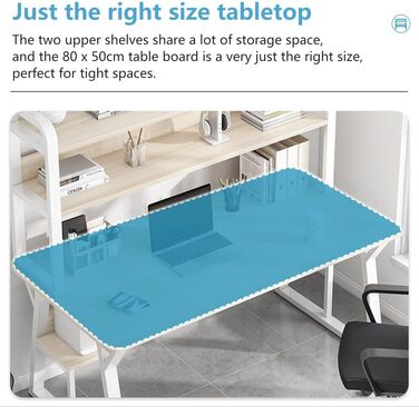 Комп'ютерний стіл 80 x 50 см з полицями, білий та світло-бежевий для дому та офісу