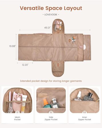 Сумка-органайзер для одягу LOVEVOOK для жінок, 53L, рожева: валіза, дорожня сумка, органайзер для взуття, набір 2 шт.