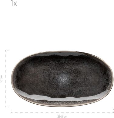 Сучасний набір із 4 тарілок Захоплюючий набір із 3 тарілок у вінтажному стилі зі спеціальною комбінацією чорно-коричневої глазурі Керамогранітна плитка 934070 Серія Niara Organic