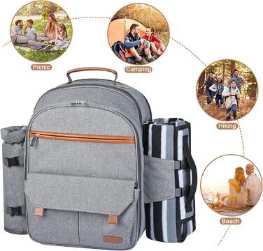 Набір для пікніка Sunflora з ізольованим контейнером та ковдрою для кемпінгу та відпочинку на природі (блакитний у смужку)