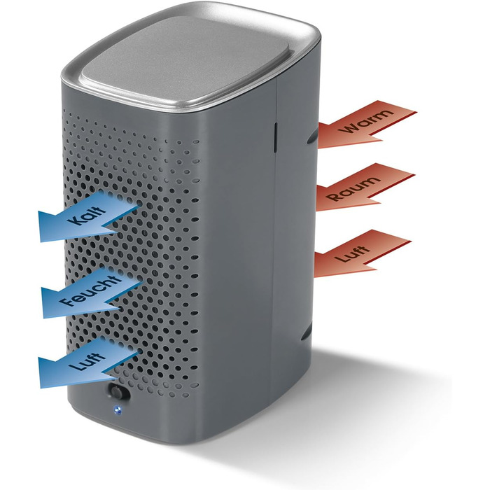 Компактний повітроохолоджувач EASYmaxx Міні кондиціонер, вентилятор, зволожувач повітря Повітряний охолоджувач Тихий з резервуаром для води Живлення від батарейок або через USB Вдома і в дорозі 6 В в антрациті