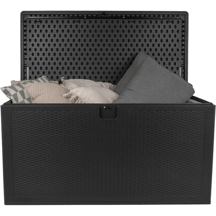 Скриня для зберігання речей Grindi Morus 570л - водонепроникна садові меблі, подушки, інструменти - для балкона, тераси, саду (Чорний)