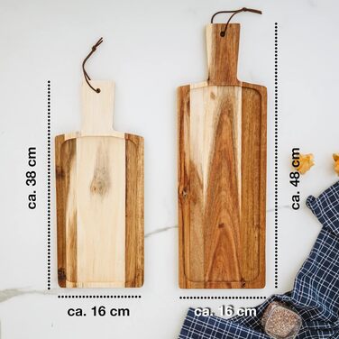 Дерев'яна сервірувальна дошка Moritz & Moritz з ручкою - дерев'яна дошка з акації (60 символів)