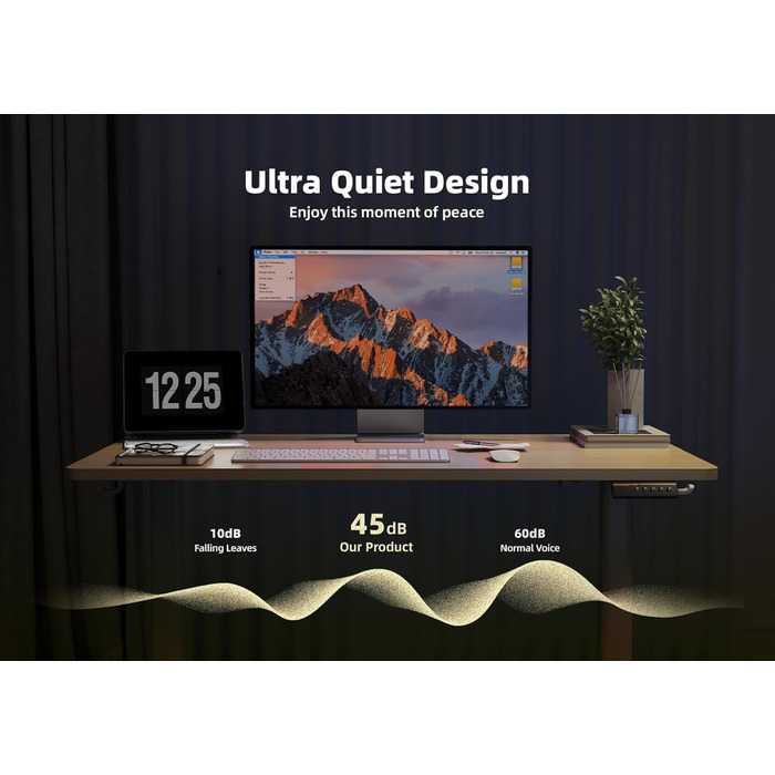 Регульований стіл Claiks 120x60 см: електричний, з пам'яттю, з гачками | Стіл для стоячи/сидячи