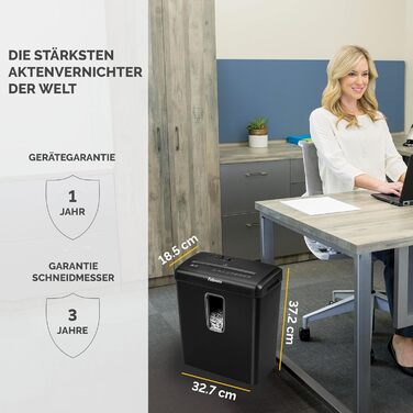 Fellowes Aktenvernichter 6 Blatt Partikelschnitt (P4): Шредер Fellowes FS-6C, 6 листів, P4, для дому та офісу, 15л, чорний