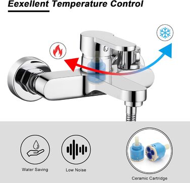 Змішувач для ванни з тропічною дощурою, набір для ванної кімнати (хром) BS111