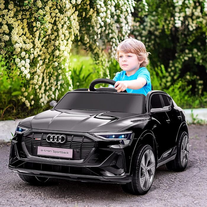 Дитячий електромобіль Audi E-tron 12V HOMCOM, з пультом, ременем безпеки, музикою (MP3/USB/TF), для дітей 3-5 років, чорний