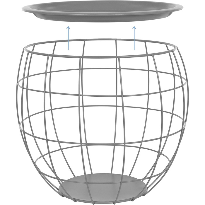 Набір журнальних столиків ML-Design з 3 круглих, металевих кошиків Журнальний столик 3 розміри Ø31см/Ø38см/Ø47см, металевий, знімна стільниця, місце для зберігання, 3 шт. Столи для вітальні, диванні столики, журнальні столики, столи для гніздування (сірі)