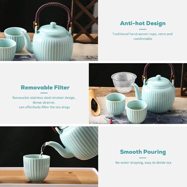 Набір чайний з порцеляни DUJUST (Японія), китайський стиль, світло-зелений