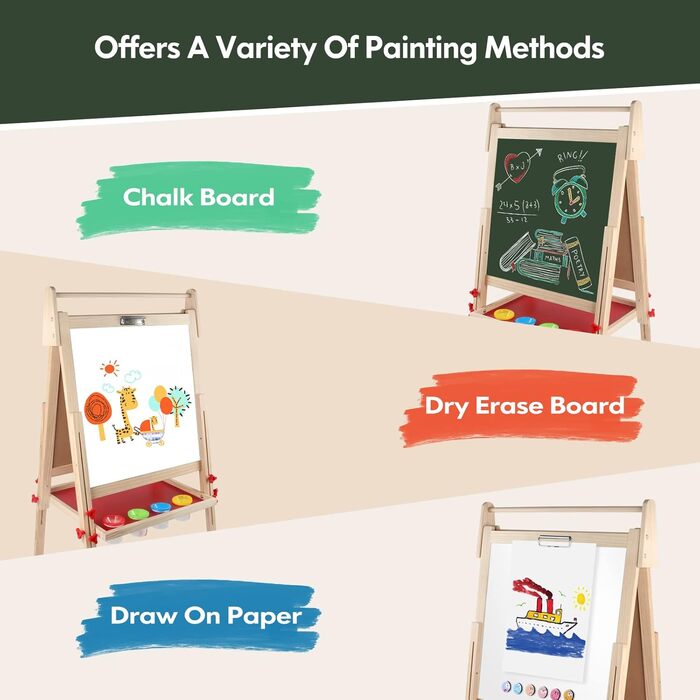 Дитяча дошка-мольберт Kramow з двома сторонами та магнітною поверхнею. Ідеальний подарунок для творчості та навчання дітей від 3 років