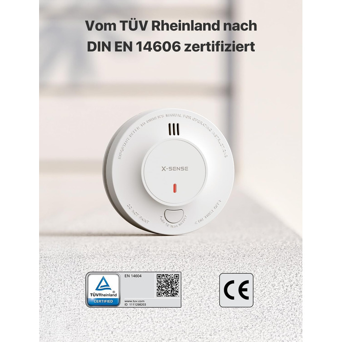 X-Sense Покращений димовий сповіщувач з батареєю на 10 років, фотоелектричний сенсор, сертифікований EN14604, SD2J0AX, набір 10 шт. Білий