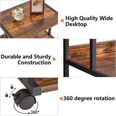 Стійка для принтера IBUYKE з полицею, 3-рівнева, на колесах, коричнева. Організатор для дому та офісу, візок для принтера, теплового пресу, мікрохвильової печі та міні-холодильника. Модель TPS001H