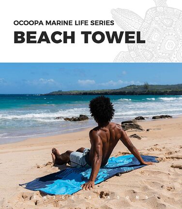 Пляжний рушник OCOOPA Diveblues з мікрофібри-дуже великий, 200x145 см, швидковисихаючий, м'який, легкий, не вимагає особливого догляду, компактний рушник без піску, ідеально підходить для пляжного плавання (черепаха, 200 х 145 см)