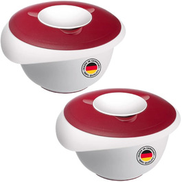 Миска для випічки Westmark 3.5 л - Носик - Кришка з двох частин - Миска без бісфенолу А, нековзна та придатна для миття в посудомийній машині (червона/біла) (біла/червона, 2 штуки)