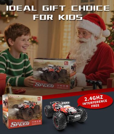 Радіокерований позашляховик Carox 1:18, 2.4 GHz, 25 км/год, червоний. RC монстр-трак з підсвіткою для гри