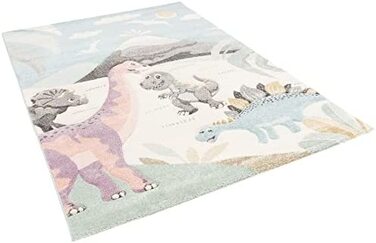 Пергамський дитячий килим Maui Kids Dinowelt Пастельно-барвистий в 5 розмірах (160x230 см)
